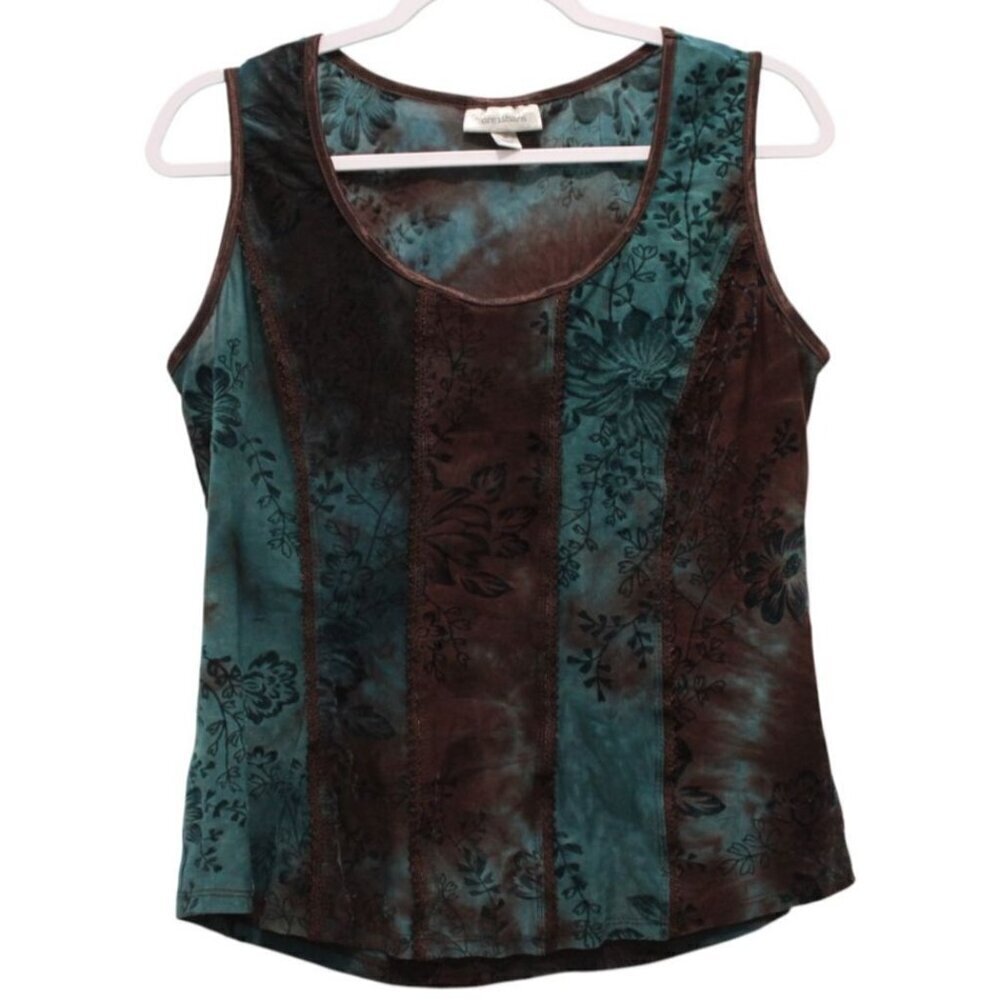 Dressbarn Blouse Medium Stretch Velvet Mesh Fairy Goblin Whimsigoth Renaissance